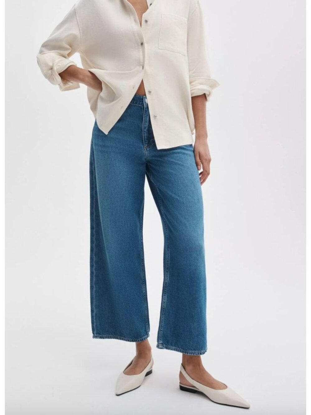 NWT Rag & Bone The Andi High-Rise Wide Leg Jeans Size 34 in Millerton Blue Ankle